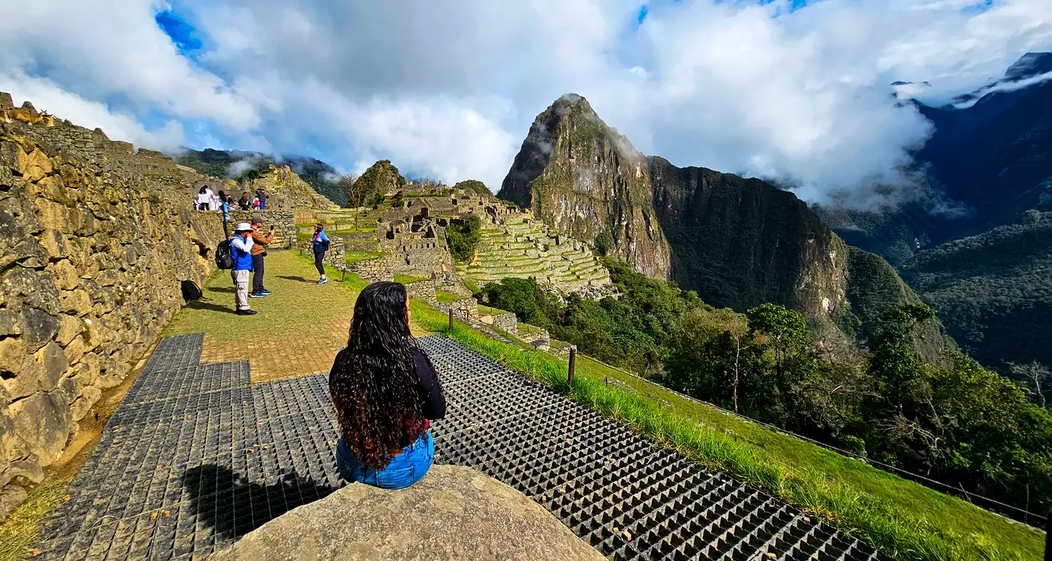 Machu Picchu surrounded by the green Andes